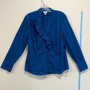 Blue Button Up Long Sleeve Dress Shirt By Worthington. Size Medium.